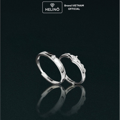 Nhẫn Đôi Bạc 925 HELINO vương miện đính đá cao cấp, Freesize Tùy Chỉnh ND05 (TẶNG HỘP)