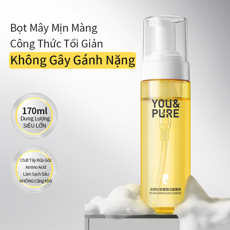 YOU & PURE Bọt Rửa Mặt Amino Acid & B5 (Panthenol) Sữa Rửa Mặt 2 trong 1: Làm Sạch Sâu & Tẩy Trang N