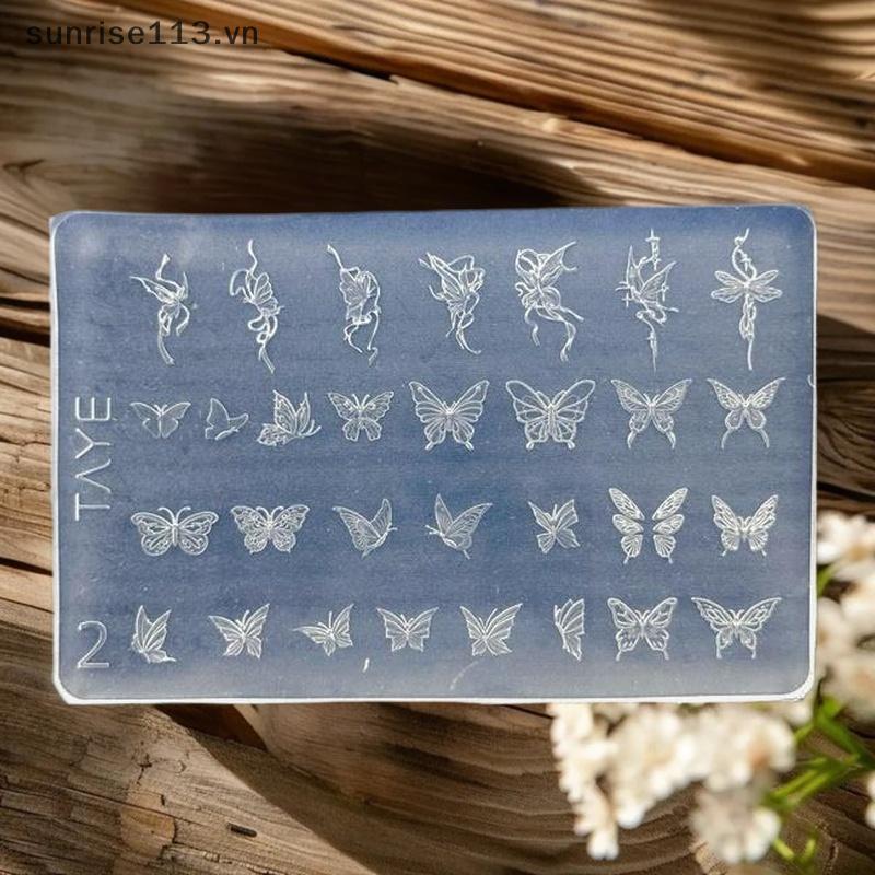 SR Beauty Butterfly Flower 3D Silicone Nail Art Mold DIY Vintage Flower Frame Floral Design Transpar