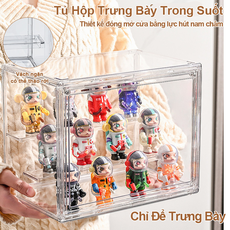 Tủ Hộp Trưng Bày Trong Suốt Sonny Angels Popmart Dimoo Skullpanda Bảo Quản Mô Hình Có Nắp Đậy Tiện Lợi Blindbox