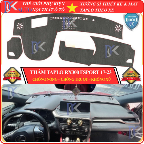[Lexus Rx300 Fsport  đời 2017 đến 2023] Thảm taplo ô tô da cacbon,da vân gỗ,và tuyết nhung 3 lớp chố