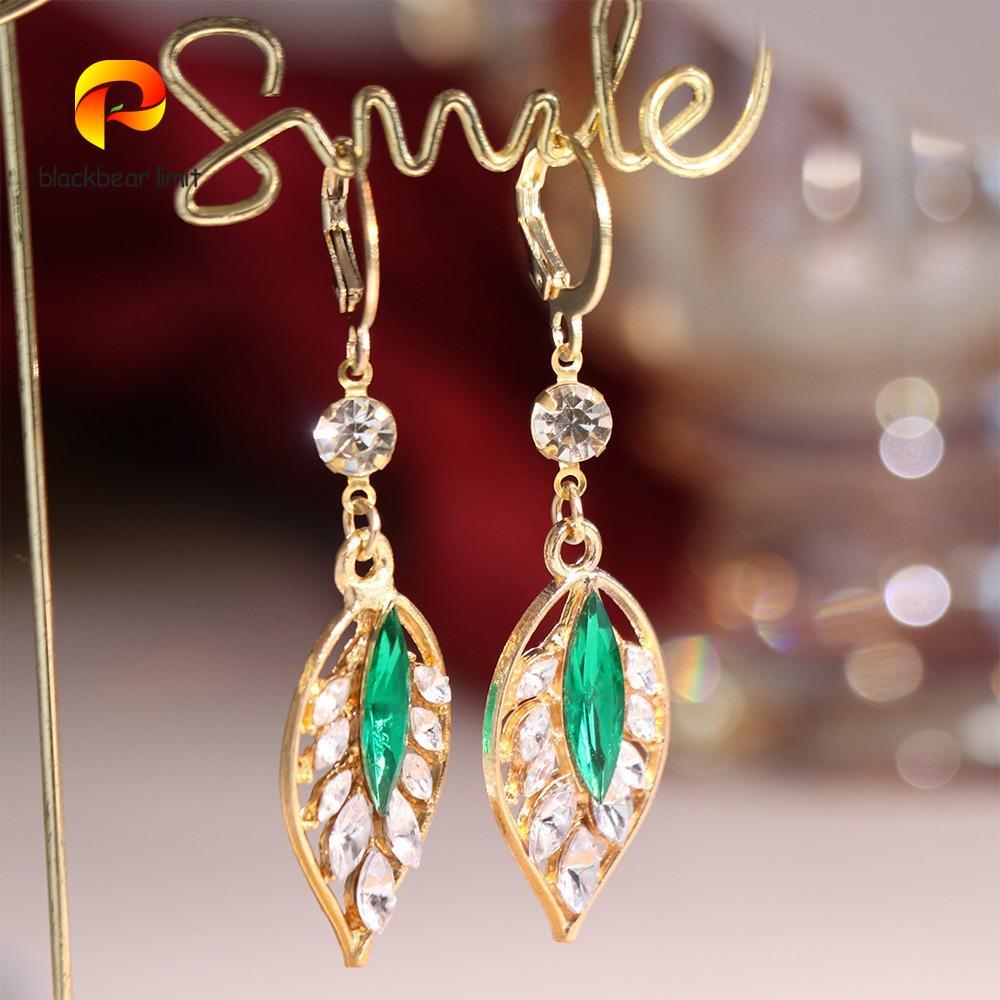 Bông tai vòngBLACKBEAR style boho lá xanh, phù hợp thanh thiếu niên