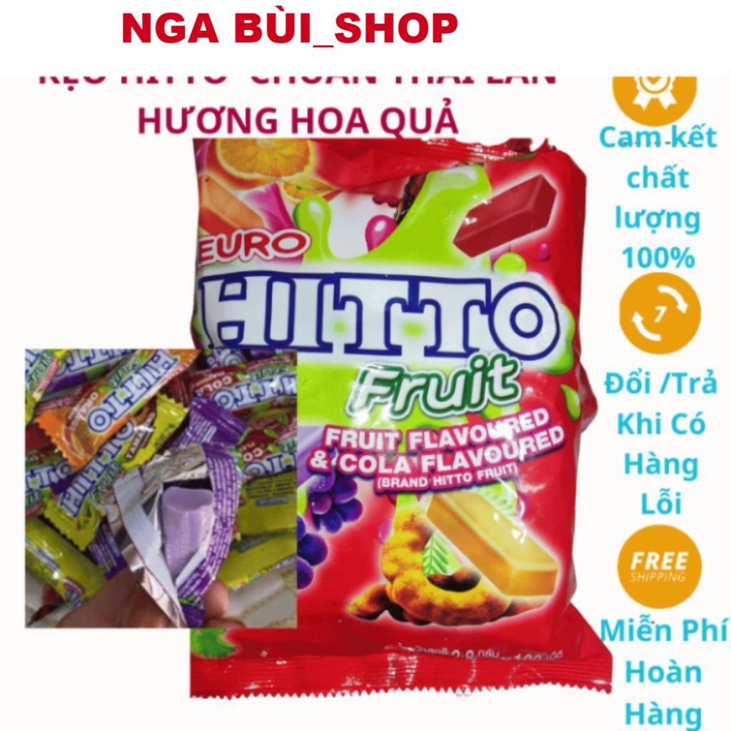 (SALE LỚN) Kẹo Hitto chuẩn Thái Lan vị bạc hà, hoa quả gói 100 cái, Kẹo mềm Euro Hitto Thái Lan.