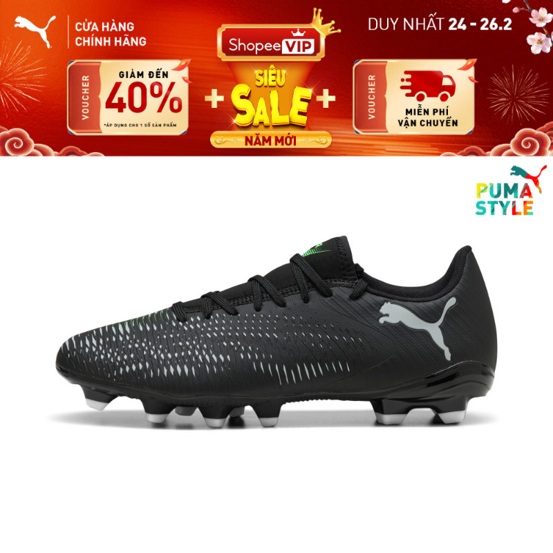 Giày Đá Bóng PUMA Unisex FUTURE 8 PLAY FG/AG Black-Cool Light Gray-Fluo Green Màu Đen