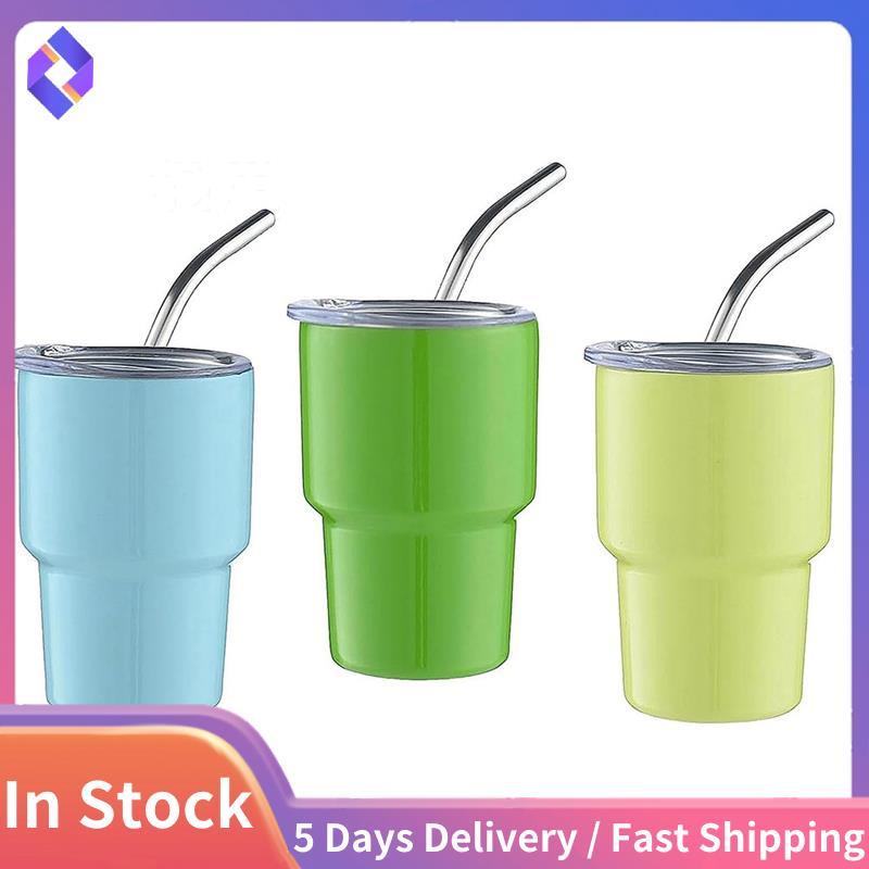3 Mảnh Mini Tumbler Shot Glass Double Wall Tumbler Shot Glass Có Ống Hút & Nắp, 2Oz (B)