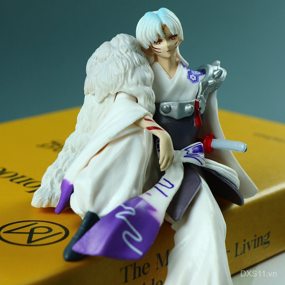 13cm Anime Nhật Bản Inuyasha Hình Sesshoumaru Vị Trí Ngồi PVC Nhân Vật Hành Động Tượng Mô Hình Bộ Sư