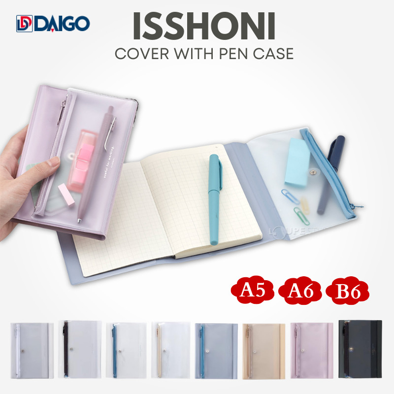 DAIGO isshoni. Notebook Cover with Pen Case PVC,A5 / A6 / B6 Japan Journal Stationery