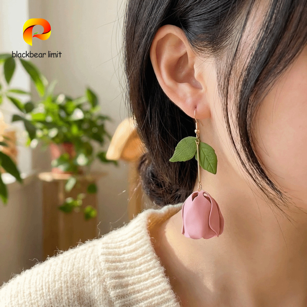 Bông tai hoa dài style Calla boho, quà tặng lễ hội thời trang