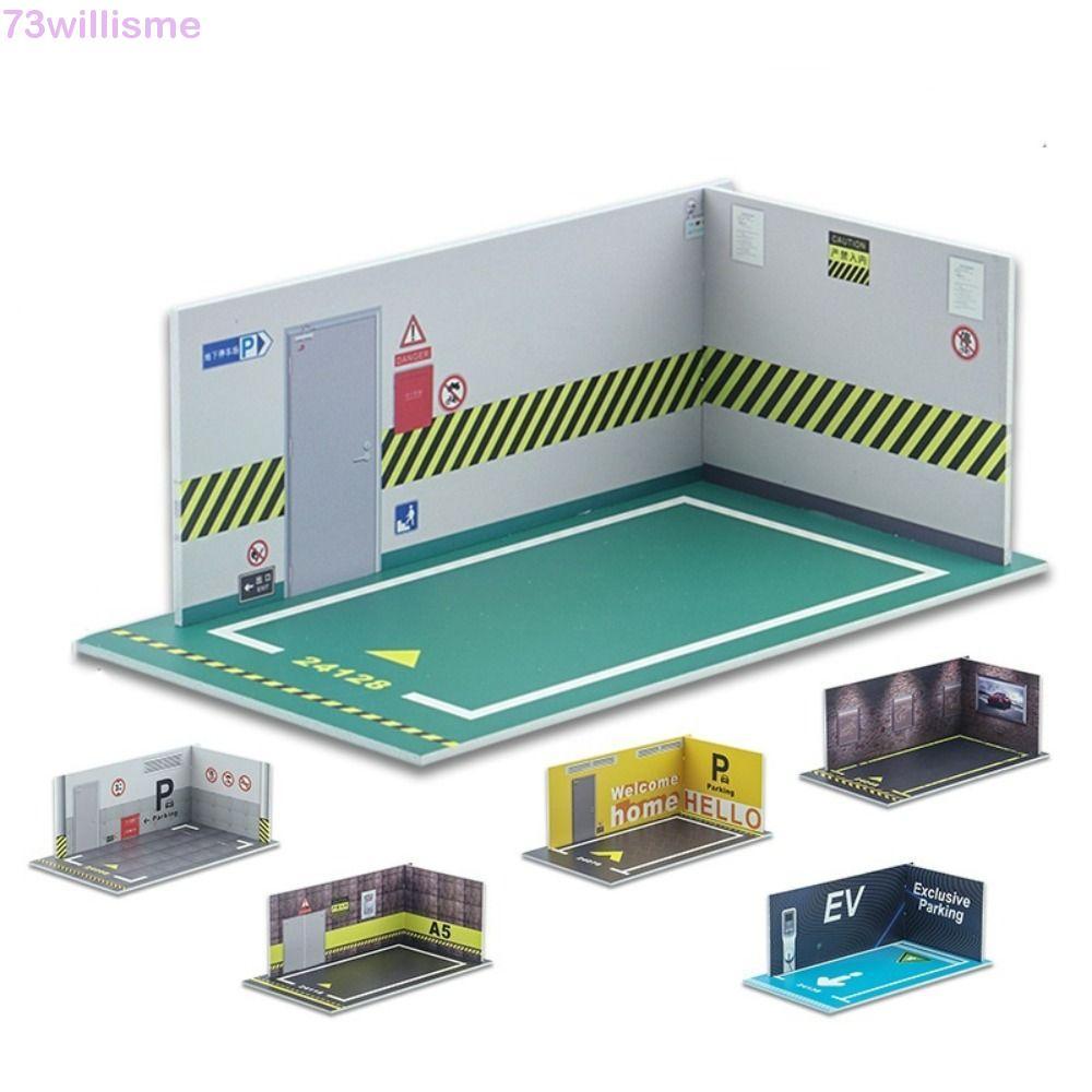 WILLISME 1 / 32 Nhà để xe ô tô, Chất liệu PVC Đồ chơi ô tô Mô hình bãi đậu xe, Quà tặng Giáng sinh B