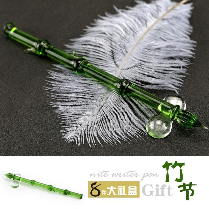 A New Product[7647People Collection]Yuzhu glass pen, ink bamboo dip pen, fountain pen, crystal pen, 