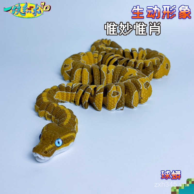 3D In Python Ball Python Khớp Miệng Di Chuyển Sáng Tạo Trẻ Em Đồ Chơi Mô Phỏng Sinh Động Hình Rắn Qu