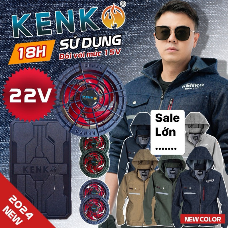 Áo Điều Hòa Kenko Army 22V Chính Hãng – Kèm Pin Quạt Gió Mạnh, Tiết Kiệm Pin, Thời Gian Sử Dụng Dài