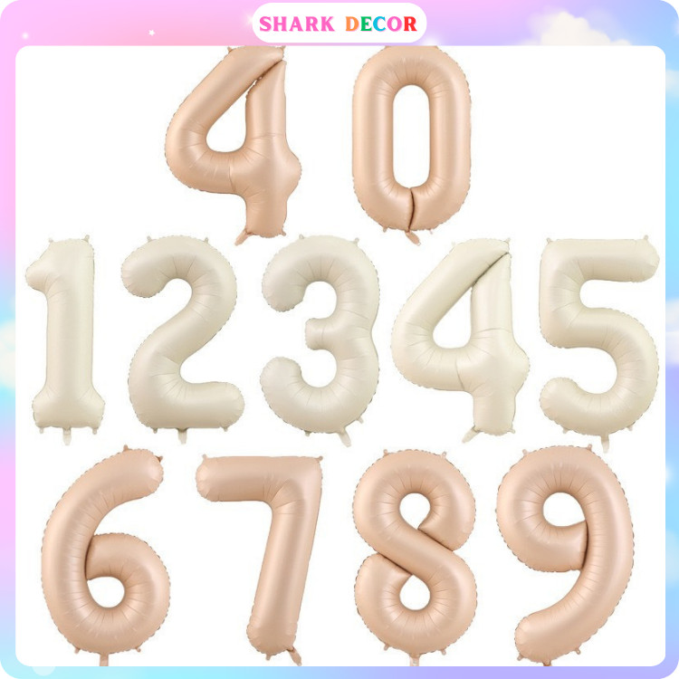 Bóng bay số màu nâu, kem, caramel trang trí sinh nhật cỡ to 75cm  MT88