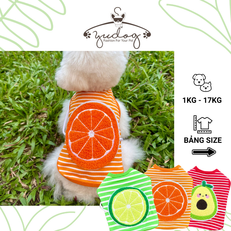 Áo Thun Cho Chó Mèo Hình Trái Cây 3D Cao Cấp Yudog Petshop (1kg - 17kg)