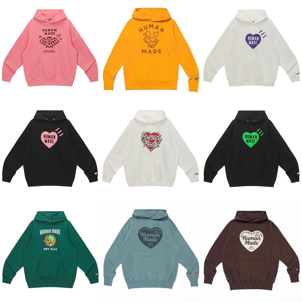HUMAN MADE Trendy brand classic heart print unisex couple's autumn and winter loose pullover hooded 