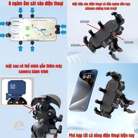 2026 Giá Đỡ Điện Thoại KT315 Chống Rung Có Mái Che Chống Nước Gắn Chân Gương Kim Loại Chống Trộm LAM