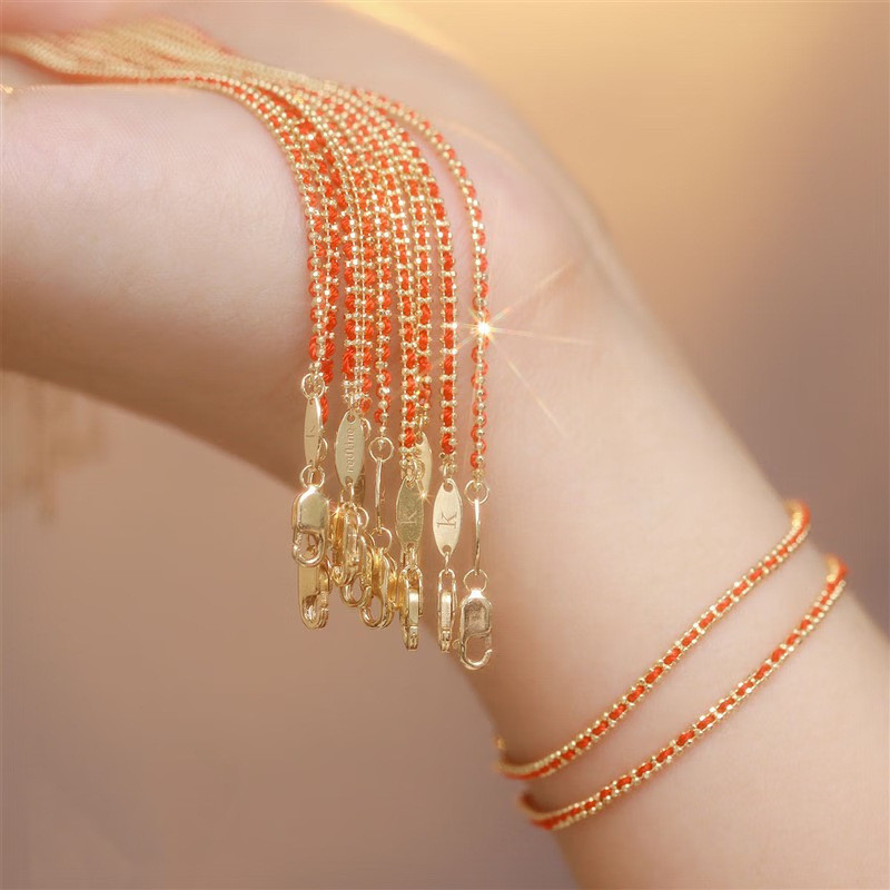 hot High-end woven French stainless steel red cord gift style with gold plating sale#2024Bracelet10a