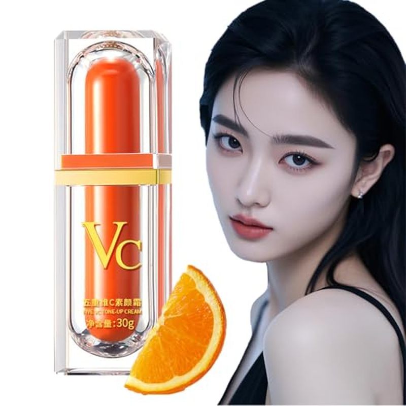 XIRUJNFD Vitamin C Makeup Tone Up Cream, Five Vitamin C Tone-Up Cream, Multi 4-In-1 Face, Concealer,