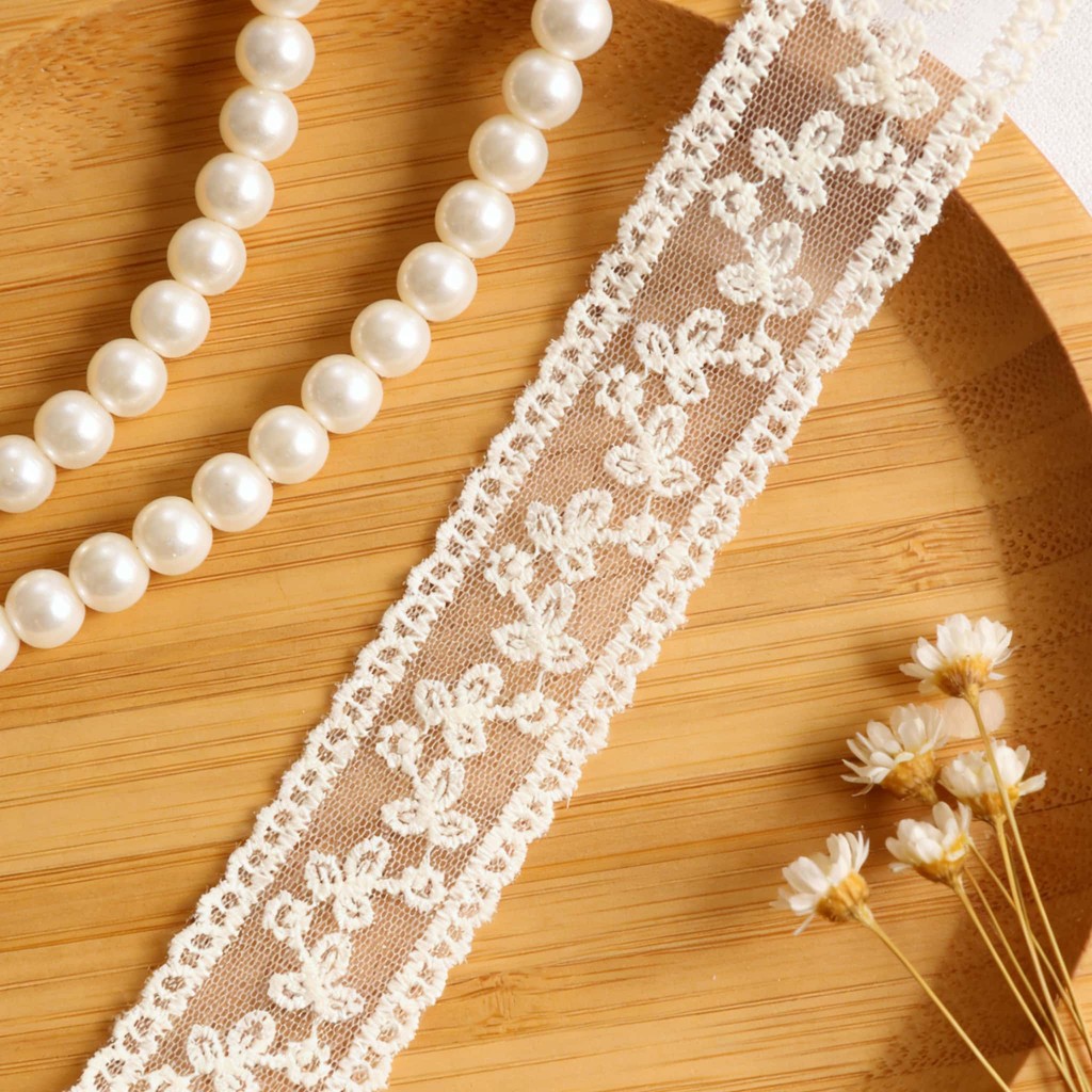 2 / 5Yard 4cm Lưới Ren Viền Hoa Thêu Ren Ruy Băng Cho Thủ Công DIY May
