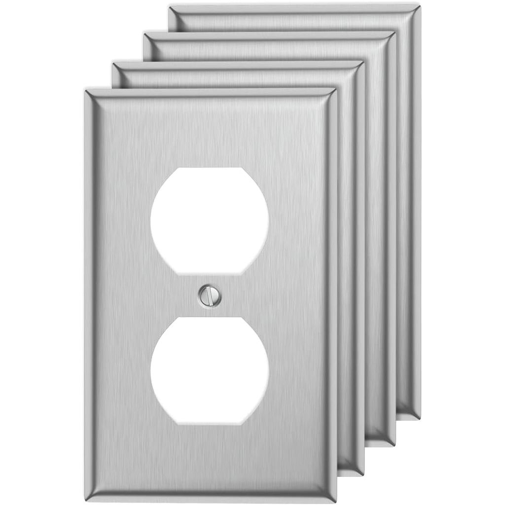 4-Pack Single Duplex Wall Switch Plate Outlet Cover - Thép không gỉ Decorator Receptacle Outlet Plat
