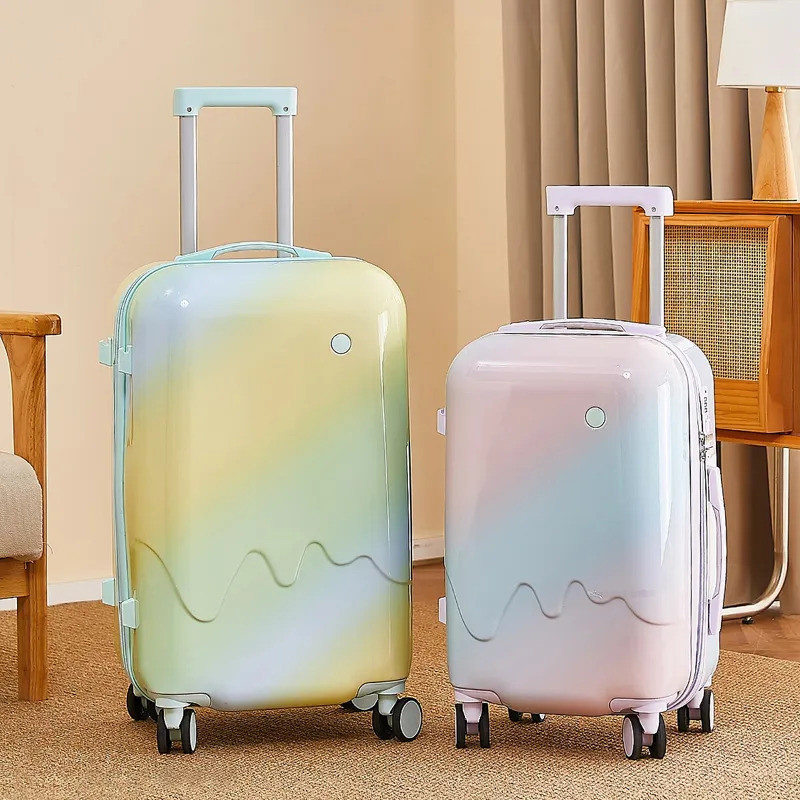 Vali kéo kiểu kem có màu chuyển sắc 26inch, dày dặn và dung tích lớn.