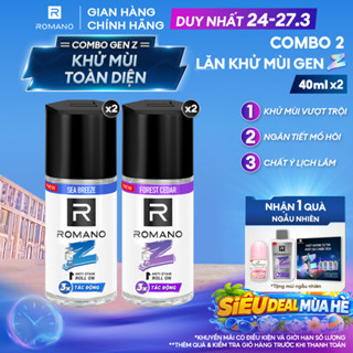 Combo 2 Lăn khử mùi Romano Gen Z Khử mùi vượt trội - Ngăn vệt ố vàng ( 40ml x 2 )