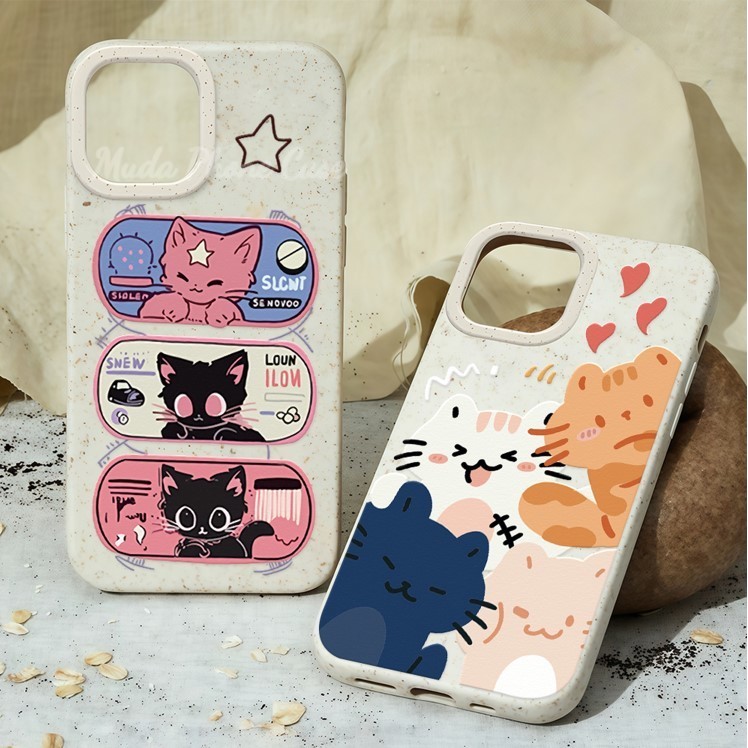 MUDA chú mèo dễ thương được vận chuyển từ Thái Lan Vỏ điện thoại di động mềm iPhone cho 17 16 15 14 