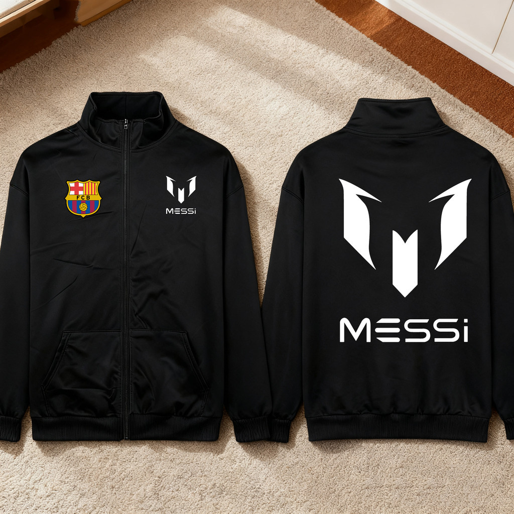 [Áo khoác dây kéo] Áo khoác có cổ đứng, Câu lạc bộ bóng đá Barcelona Messi GOAT Team, Size M-3XL