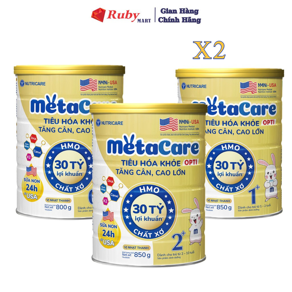 [NutriCare] Combo 2 Lon Sữa Công Thức Meta Care Opti đủ số  lon 800g DATE MỚI hàng chính hãng