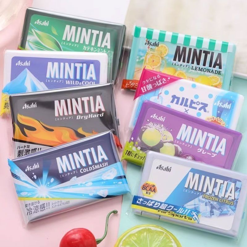 Nhật Bản Asahi Asahi Sugar-Free Mint Candy MINTIA Cool Cool Fresh Breath Kiss Low Calorie Candy 3.25