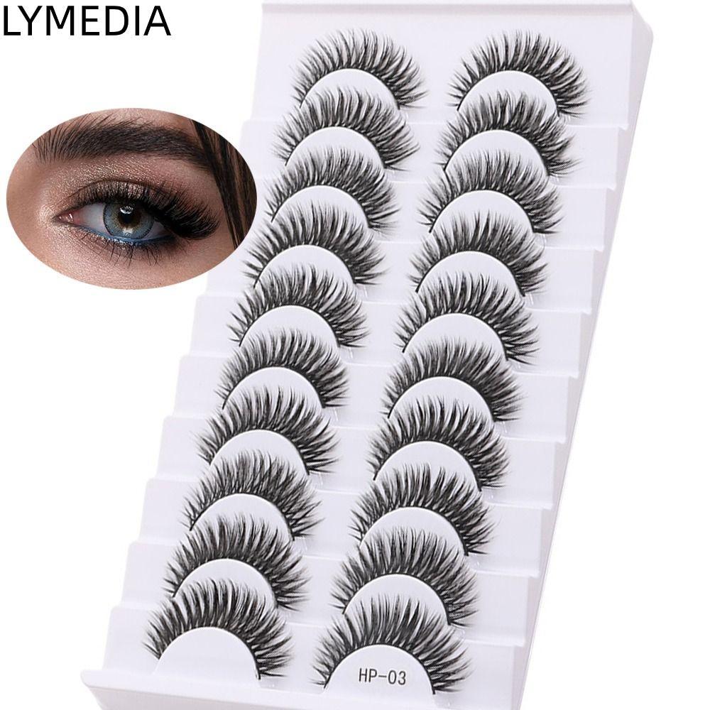 LYMEDIA 10 Đôi Lông Mi Giả, Lông Mi Chồn Mềm Mại Lông Mi, Thân Đen Tự Nhiên Dài Lông Mi Giả Nối Mi