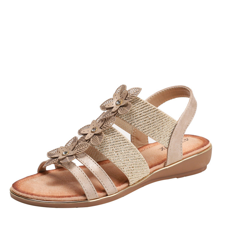 Bohemian Hoa Nêm Sandal Nữ Phong Cách Mới Phong Cách Dân Tộc Mở Mũi Đi Biển Sandal La Mã