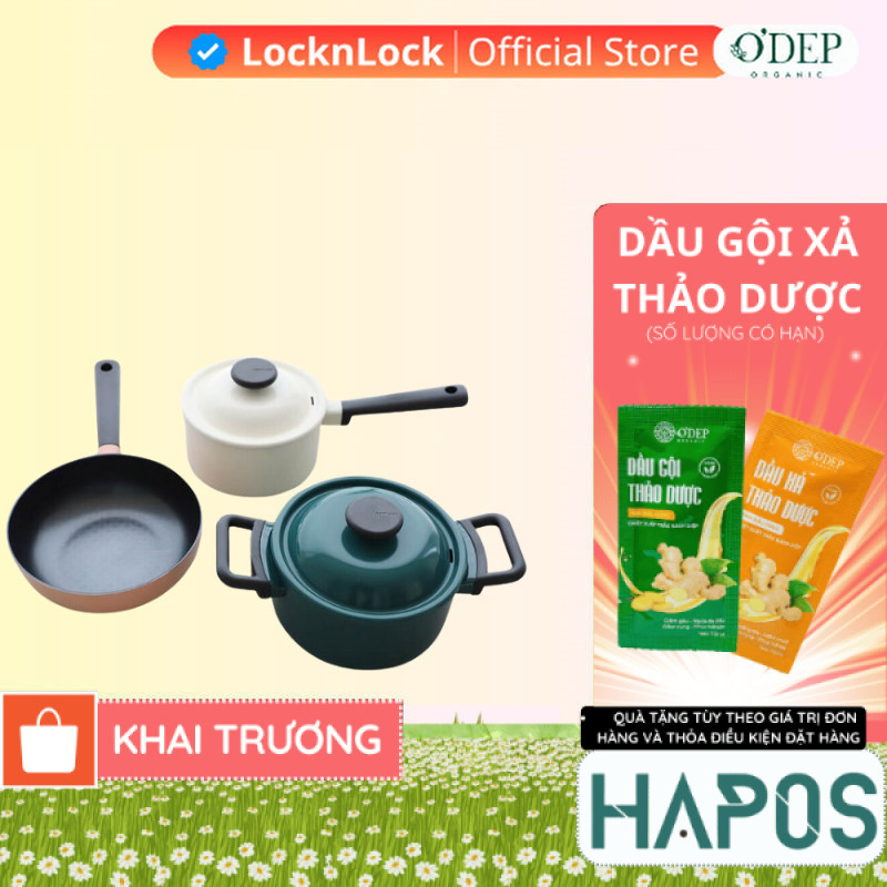 Bộ nồi chảo sâu lòng LocknLock 3 món Decore  LDE1181IHS01 - HAPOS HEL