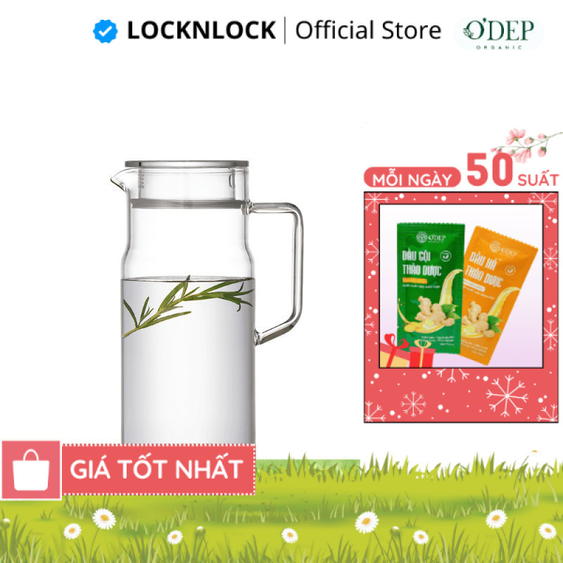 Bình nước thuỷ tinh LocknLock 1.2L chịu nhiệt Metro Glass LLG6100 - CHEAP CMO