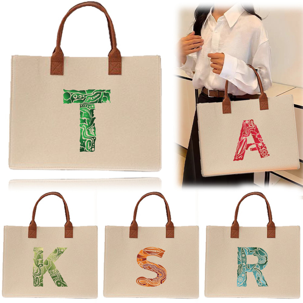 Commuter shopping bag Large capacity In stock Exquisite print Thickened 【Lowest price】 Felt tote bag