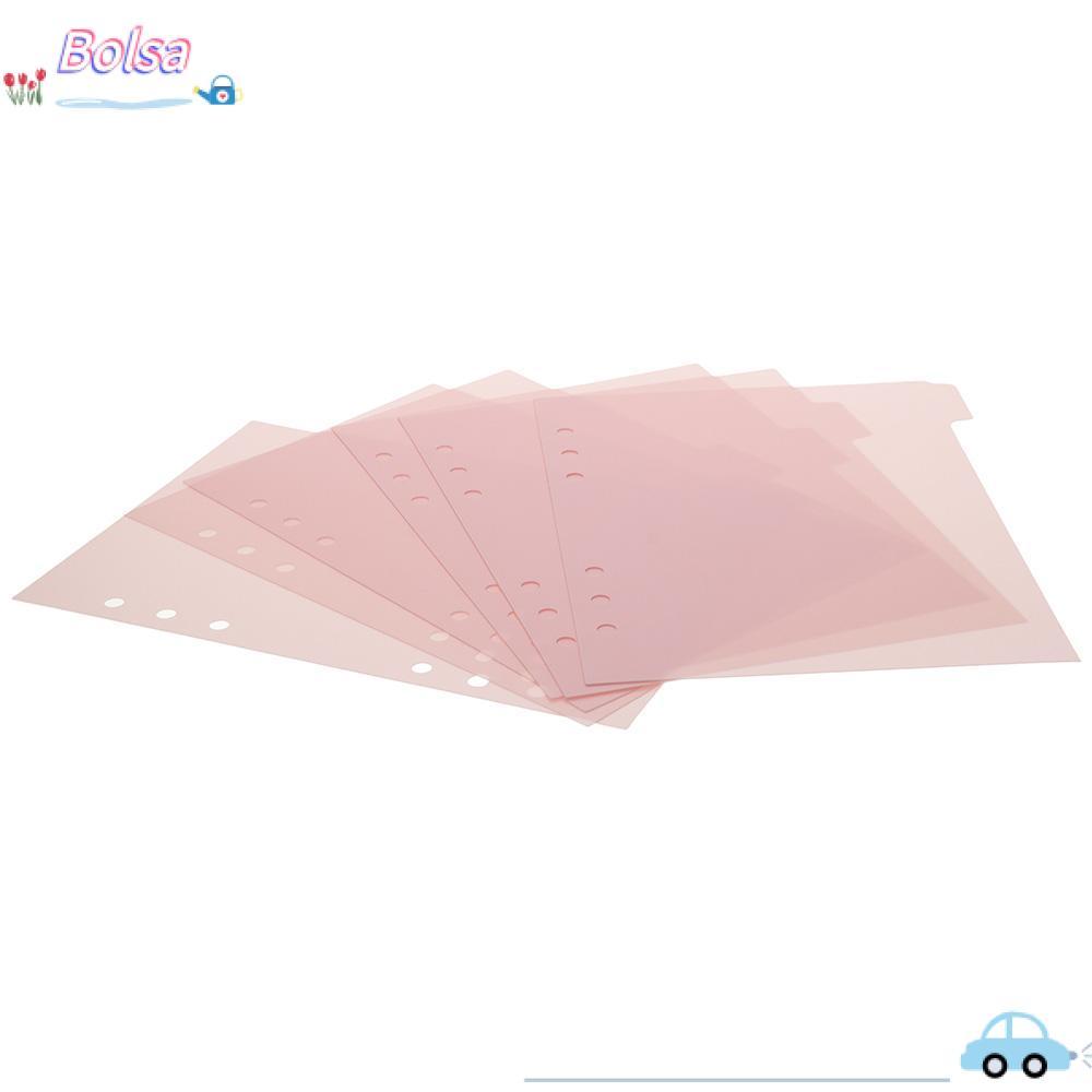 BOLSA 6 Tab trang chỉ mục, A5 6 CÁI Binder Divider, Planner Pink 6 vòng nhựa Binder Index Dividers H