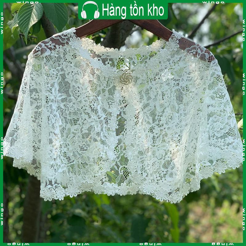 Bé gái ren bolero hoa kèm khăn choàng phù hợp váy quây