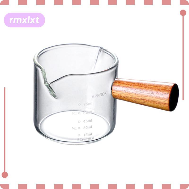 Tay cầm bằng gỗ sữa thủy tinh có cân Jigger Ounce Cup Coffeware Measure-Mug