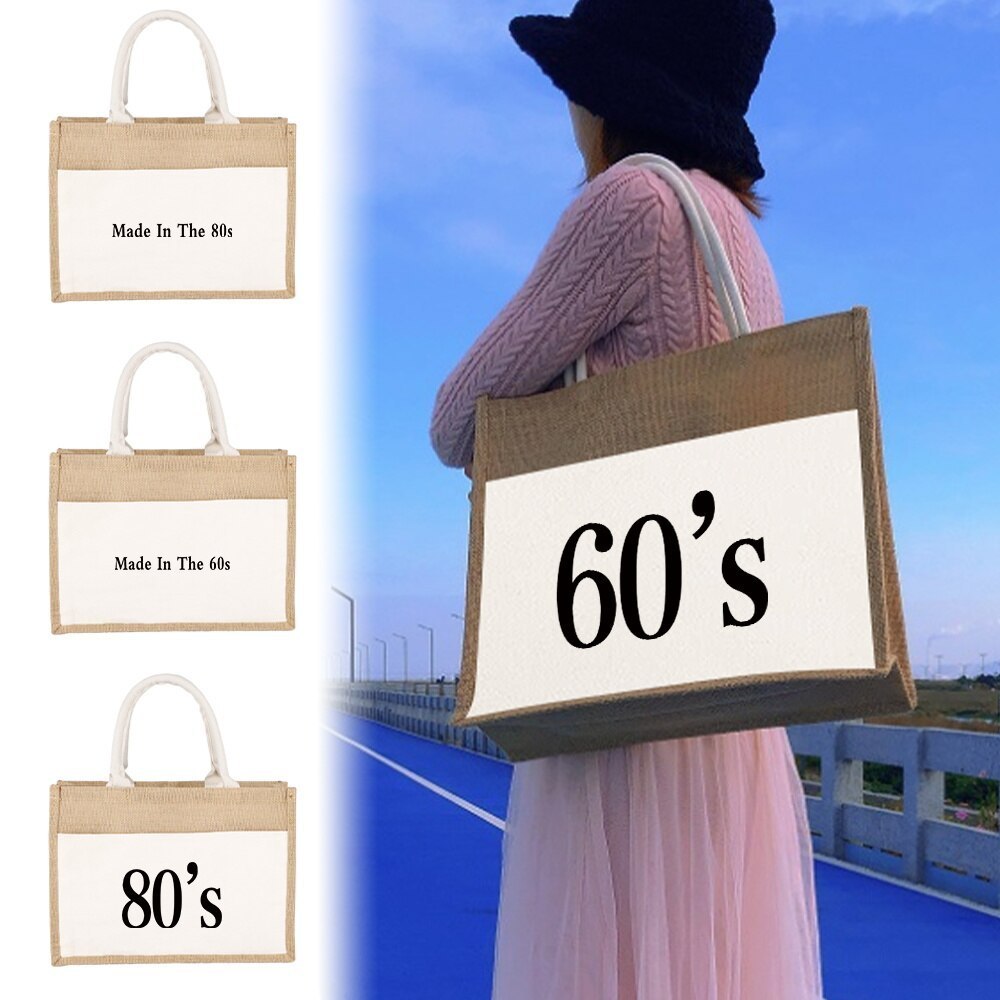Tote bag Jute Bag Handbag Sacks J Women Shopping Bags Tote Designer Tote Bags Time Theme