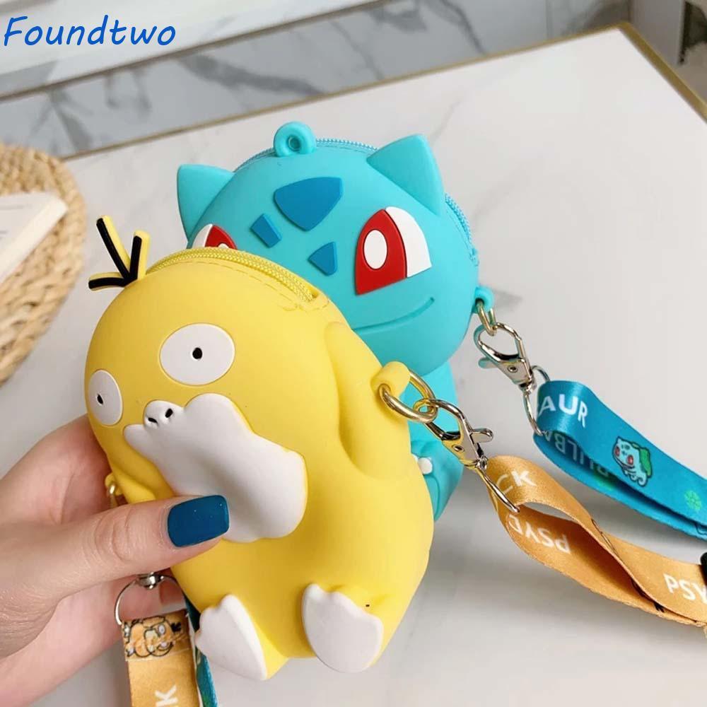 FOUNDTWO Pokemon Go Coin Purse kawaii Silicone Túi Bảo Quản Dễ Thương Eevee Trẻ Em Túi Đeo Vai
