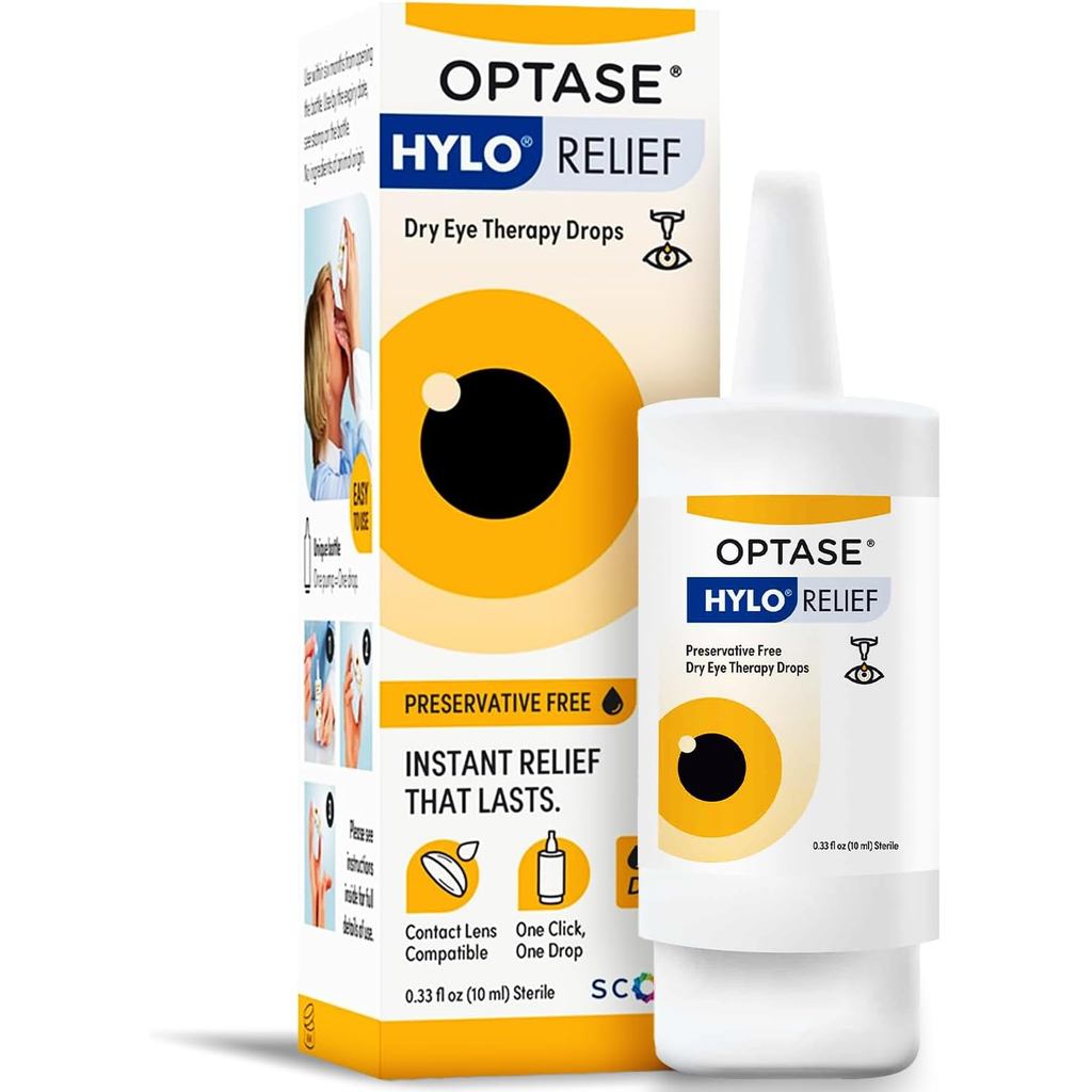 Thuốc nhỏ mắt khô Optase HYLO Relief, 0,33 fl oz (10ml), 300 liều - Thuốc nhỏ mắt không chứa chất bả