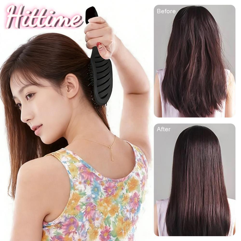 HITTIME Tạo Kiểu Tóc Xoăn Salon Massage Lược Chải Detangling Bàn Chải Sấy Chống Tĩnh Điện Cong Lỗ Th