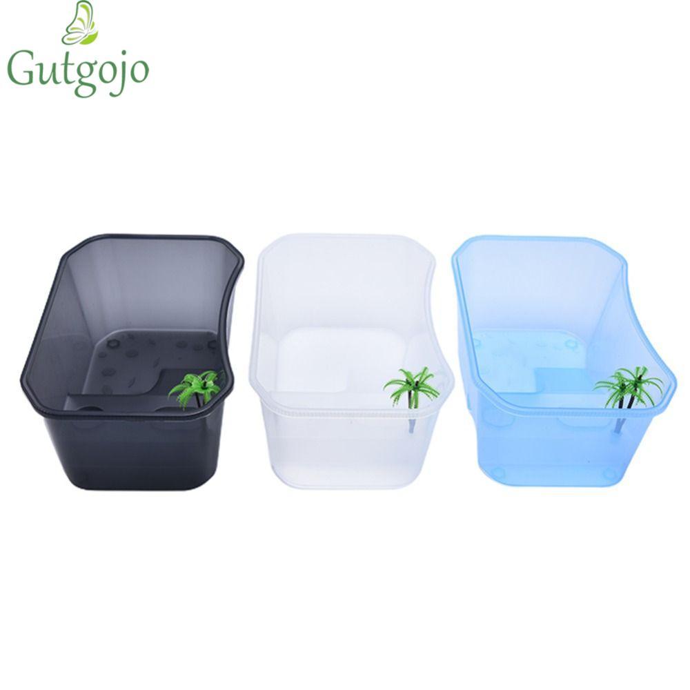 GUTGOJO Rùa Vivarium Box, Basking Ramp Water Land Dual Use Turtle Aquarium, Hộp Ăn Cá Vàng Nhựa Loại