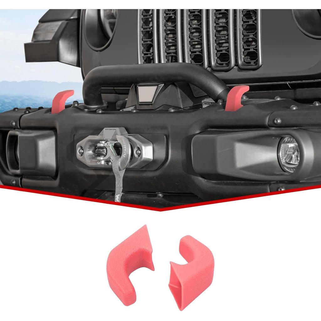 JeCar Tow Hook Covers Factory Bumper Tow Hook Protector Phụ kiện bên ngoài Tương thích với Jeep Wran
