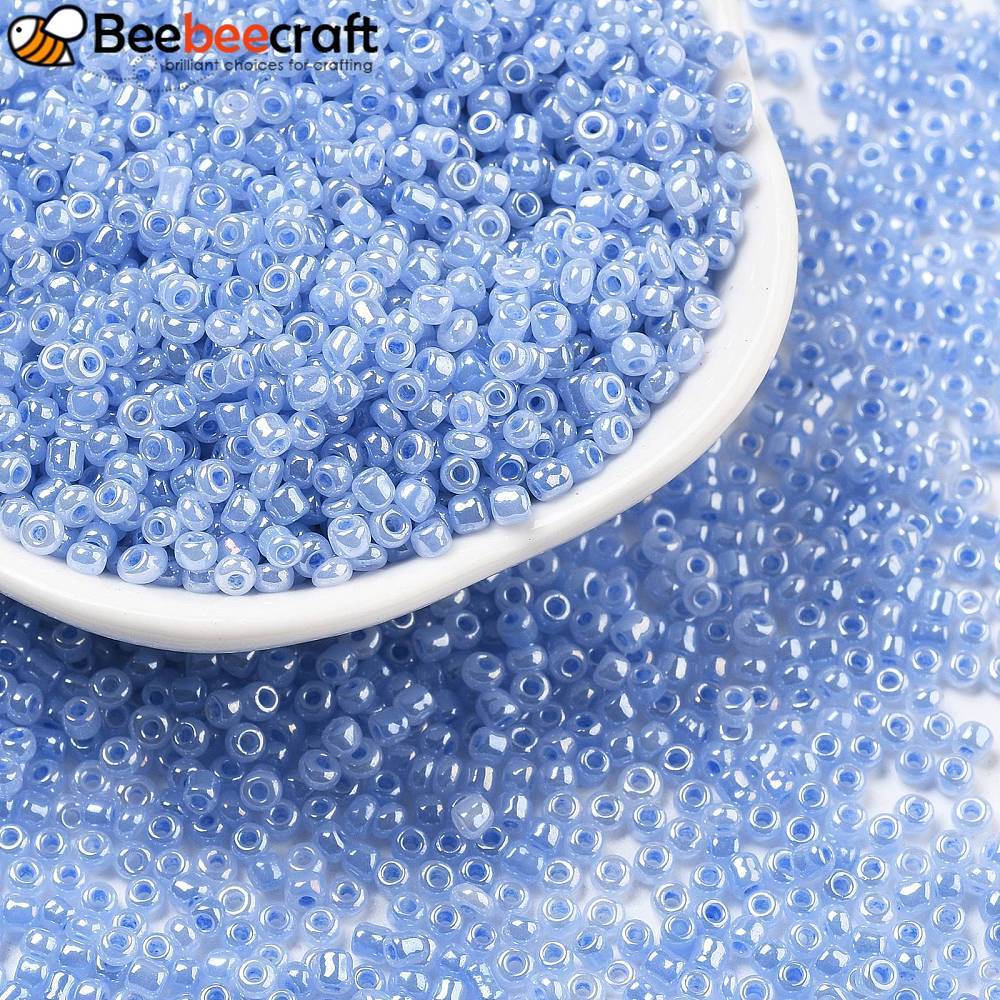 Hạt thủy tinh Ceylon màu lilac tròn 2mm - 1 pound