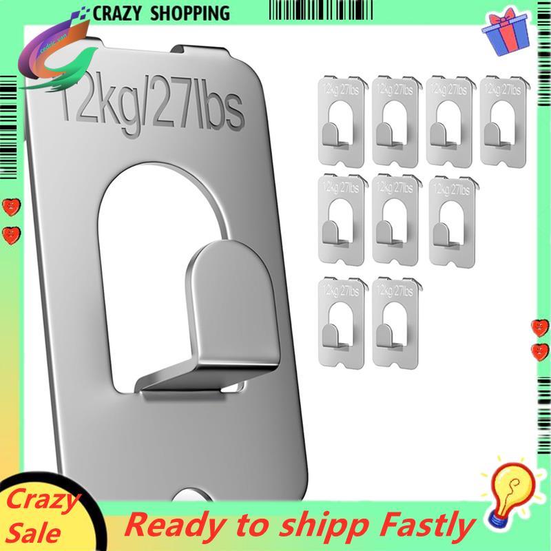 Móng Vuốt Cho Vách Thạch Cao Móc Treo Tranh Hỗ Trợ 27Lbs / 12kg-10 Miếng Móc Không Dụng Cụ Cho Hình 