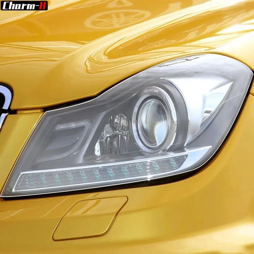 2 Chiếc Đèn Pha Ô Tô Bảo Vệ Phim Trong Suốt TPU Decal Dán Cho Xe Mercedes Benz C Class W204 C63 AMG 