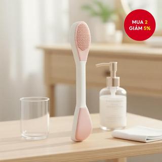  Bàn chải rửa mặt silicone với hai đầu, dụng cụ thoa mặt nạ, tẩy tế bào chết và massage.