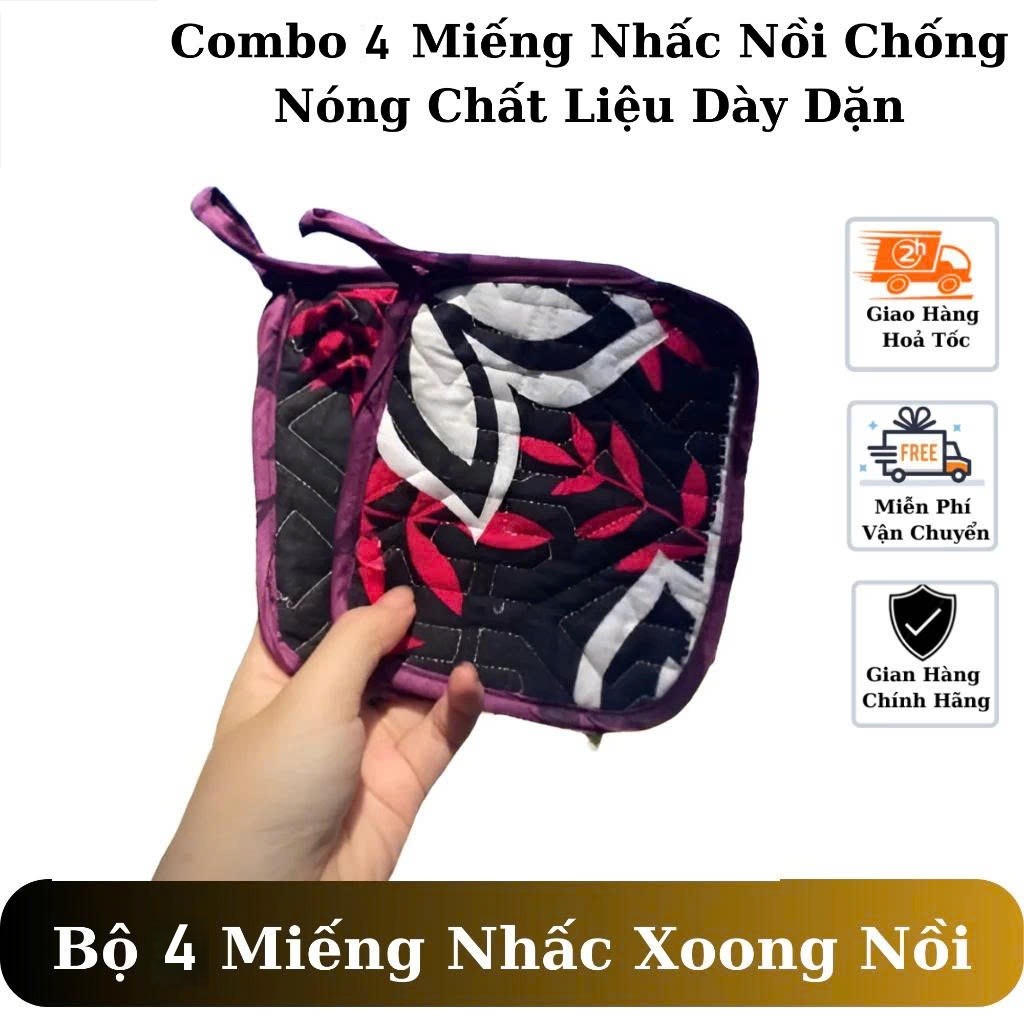 Combo 4 miếng (2 đôi) bắc nồi , nhấc nồi (lót tay bắc bếp) (màu ngẫu nhiên)
