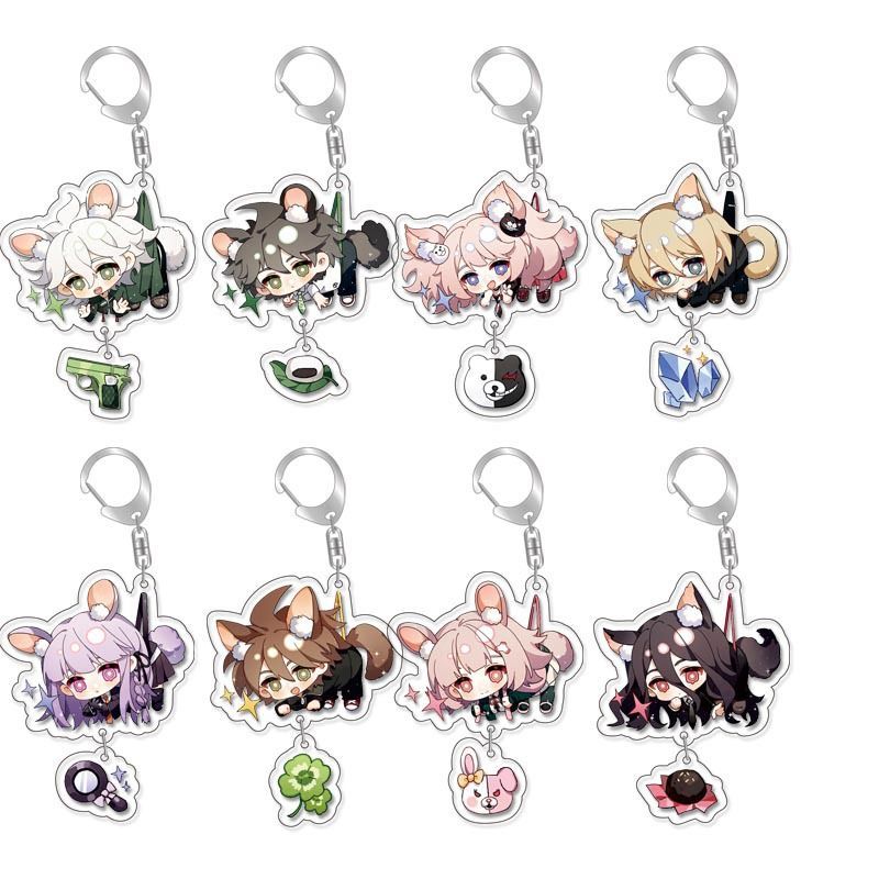 Danganronpa Anime Togami Byakuya Komaeda Nagito Keychains Acrylic Key Ring Cute Funny Cartoon backpa